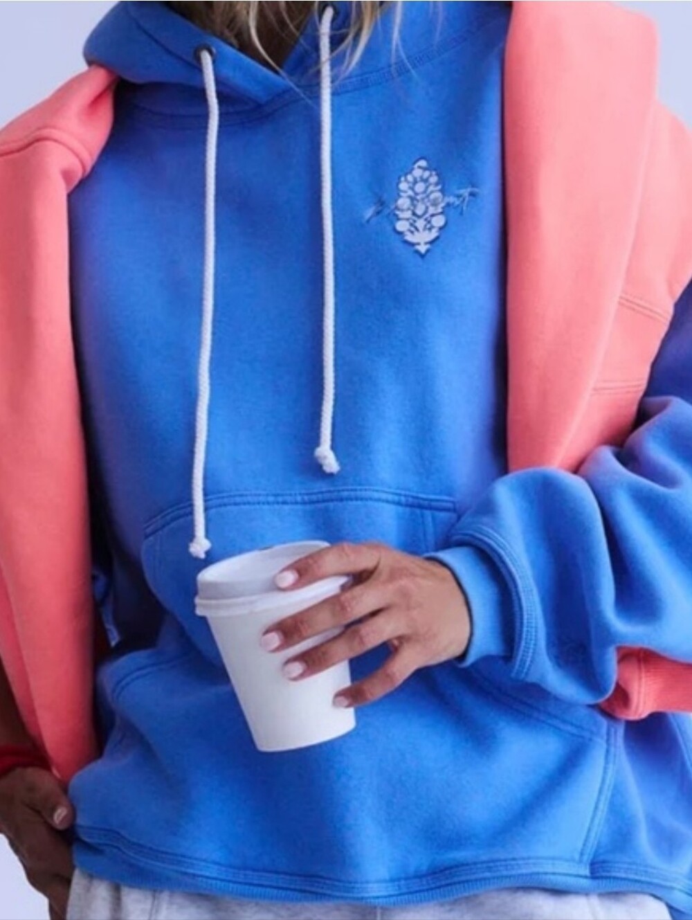 Free People Movement Final Call Front Logo Hoodie Riviera Blue Combo Small - Picture 2 of 11